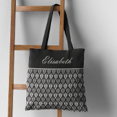Modern Zwart-wit Patroonnaam Canvas tas