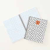 Modern zwart-wit penseelstreken monogram notitieboek (Binnen)