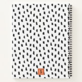 Modern zwart-wit penseelstreken monogram notitieboek (Achterkant)