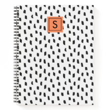 Modern zwart-wit penseelstreken monogram