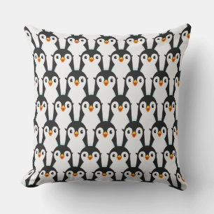 Modern zwart-wit pinguïnpatroon kussen