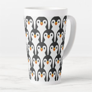 Modern zwart-wit pinguïnpatroon latte mok