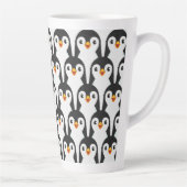 Modern zwart-wit pinguïnpatroon latte mok (Rechts)