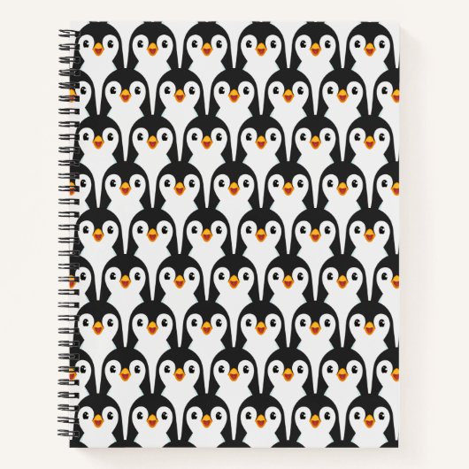 Modern zwart-wit pinguïnpatroon notitieboek (Voorkant)