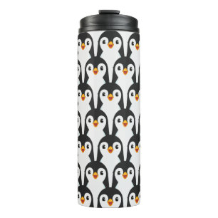 Modern zwart-wit pinguïnpatroon thermosbeker