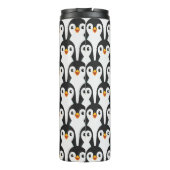 Modern zwart-wit pinguïnpatroon thermosbeker (Achterkant)