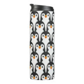 Modern zwart-wit pinguïnpatroon thermosbeker (Geroteerd rechts)