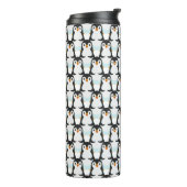 Modern zwart-wit pinguïnpatroon thermosbeker (Gedraaid links)