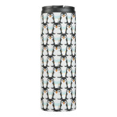 Modern zwart-wit pinguïnpatroon thermosbeker (Achterkant)