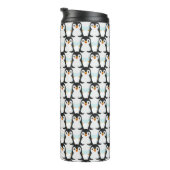 Modern zwart-wit pinguïnpatroon thermosbeker (Geroteerd rechts)