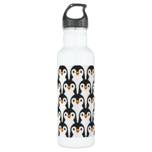 Modern zwart-wit pinguïnpatroon waterfles 