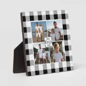 Modern zwart wit plaid 4 foto template fotoplaat (Voorkant)