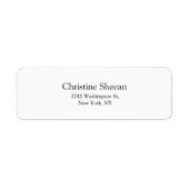 Modern Zwart & Wit Plain Elegant Etiket (Voorkant)