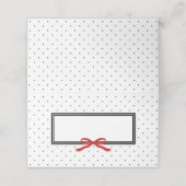 Modern zwart wit polka dot met rood lint plaatskaartje (Buitenkant ongevouwen)