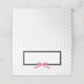 Modern zwart wit polka dot met roze lint plaatskaartje (Buitenkant ongevouwen)