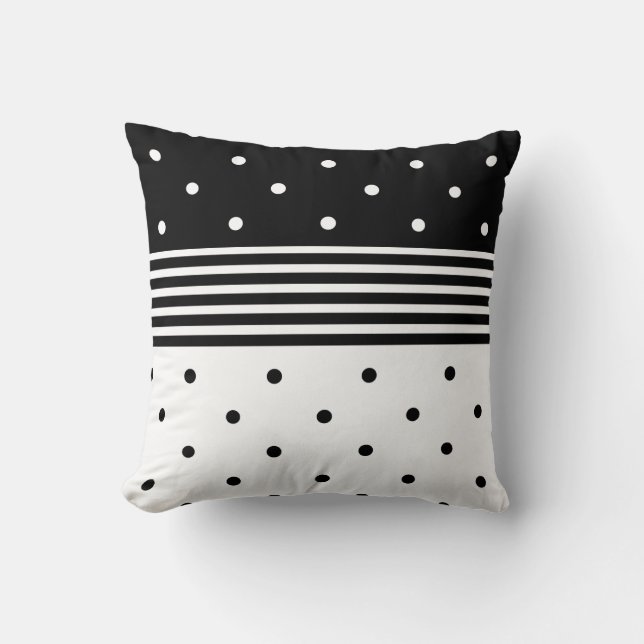 Modern zwart-wit Polka Dot Sierkussen (Voorkant)