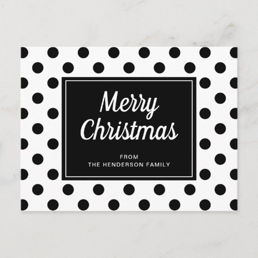 Modern Zwart Wit Polka Dots Vrolijk Kerstfeest Briefkaart (Voorkant)