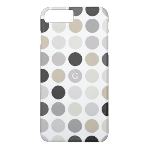 Modern zwart wit polka stippen patroon monogram iPhone 8/7 plus hoesje