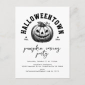 Modern zwart-wit pompoen Carving Halloween Briefkaart (Voorkant)
