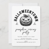 Modern zwart-wit pompoen Halloween Party Kaart (Voorkant)