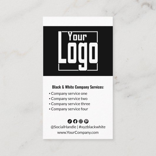 Modern zwart-wit portret visitekaartje (Achterkant)