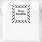 Modern Zwart Wit Prettig Kerstfeest Vierkante Sticker (Tas)