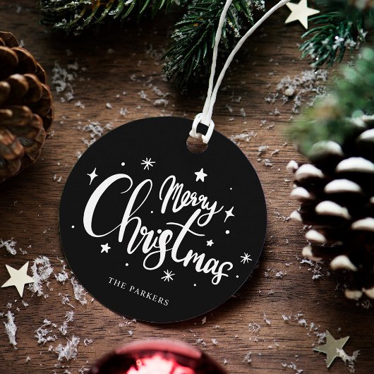 Modern zwart-wit, prettig kerstscript bedankjes labels