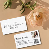 Modern zwart wit, professionele foto, QR-code Visitekaartje