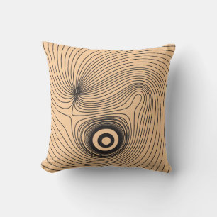 Modern zwart-wit psychedelisch topografisch lin kussen