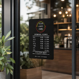 Modern Zwart & Wit QR Bedrijfs Openingstijden Logo Raamsticker