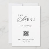 Modern zwart-wit QR-code barmenuboord Kaart (Voorkant)