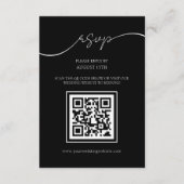 Modern Zwart-wit QR Code Bruiloft RSVP Kaart (Voorkant)