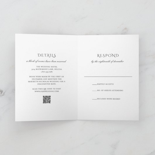 Modern zwart-wit QR Code Classy Wedding (Binnen)