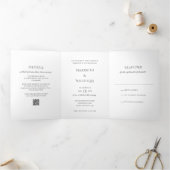 Modern zwart-wit QR Code Classy Wedding Drieluik Uitnodiging (Binnen)