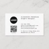 Modern Zwart Wit QR Code Logo Professional Visitekaartje (Voorkant)