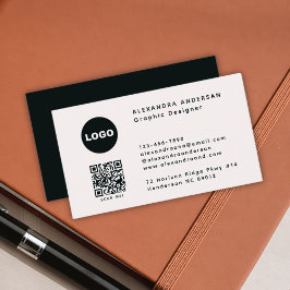 Modern Zwart Wit QR Code Logo Professional Visitekaartje