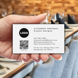 Modern Zwart Wit QR Code Logo Professional Visitekaartje