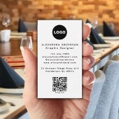 Modern Zwart Wit QR Code Logo Professional Visitekaartje