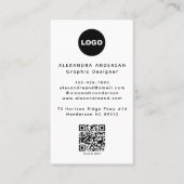 Modern Zwart Wit QR Code Logo Professional Visitekaartje (Voorkant)