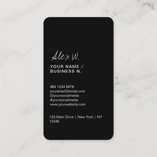 Modern zwart-wit QR Code Logo Visitekaartje (Achterkant)