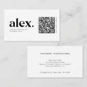 Modern zwart-wit QR-code logo zakelijke kaart Visitekaartje (Voorkant / Achterkant)