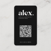 Modern zwart-wit QR-code logo zakelijke kaart Visitekaartje (Voorkant)