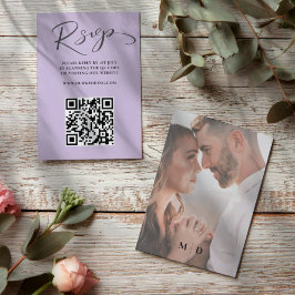 Modern Zwart & Wit QR Code RSVP bruiloft Kaartje
