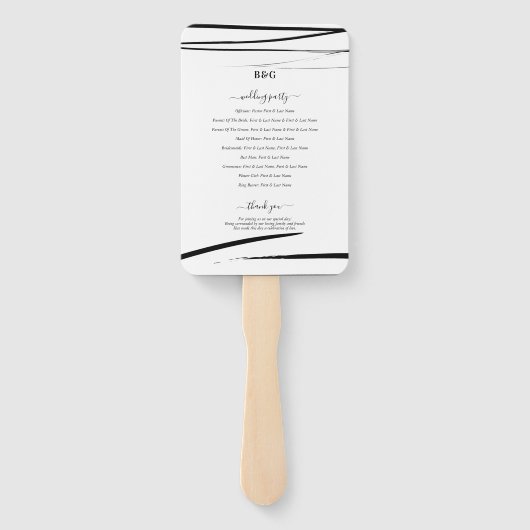 Modern Zwart Wit QR Code Trouwprogramma Handwaaier (Achterkant)