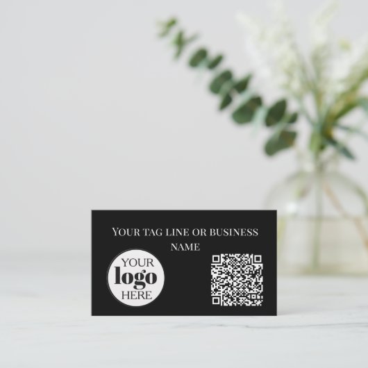 Modern zwart-wit QR Code Visitekaartje met (Staand voorkant)