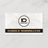 Modern Zwart Wit Raster met Qr en Logo Visitekaartje (Voorkant)