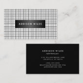 Modern zwart-wit rasterpatroon visitekaartje (Voorkant / Achterkant)