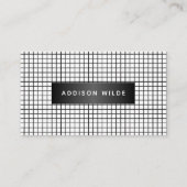 Modern zwart-wit rasterpatroon visitekaartje (Voorkant)