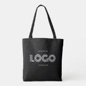 Modern zwart-wit rechthoekig logo tote bag (Achterkant)