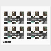 Modern zwart-wit rechthoekige sticker (Vel)